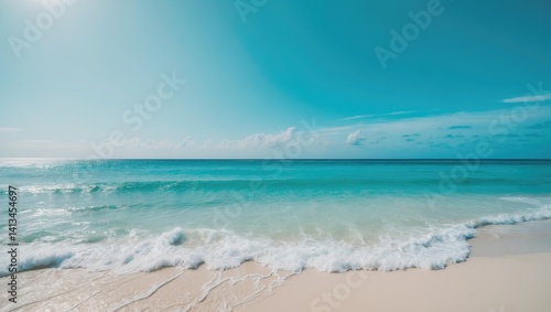 Fototapeta Naklejka Na Ścianę i Meble -  Scenic view of a stunning tropical beach and ocean landscape.
