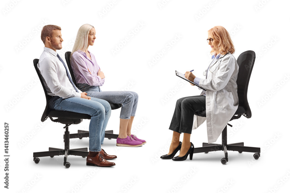 Fototapeta premium Couple sitting at a doctors appointment