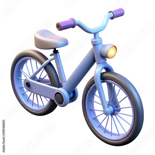 3D Stylized bike illustration featuring rounded shapes and a headlight, perfect for a child's design.