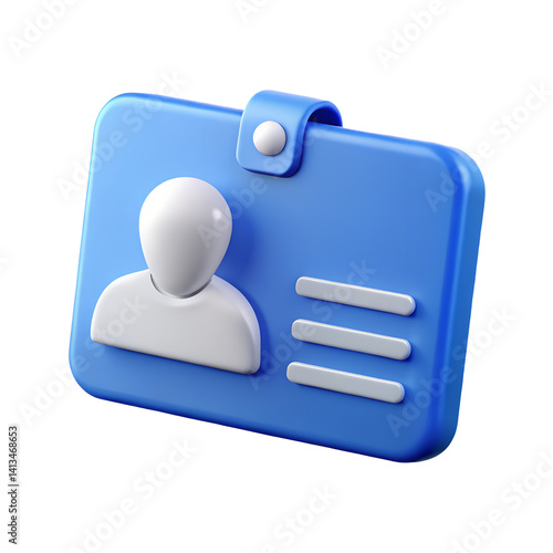 A 3D blue identification card with a white silhouette of a person. Symbolizes security and access control.