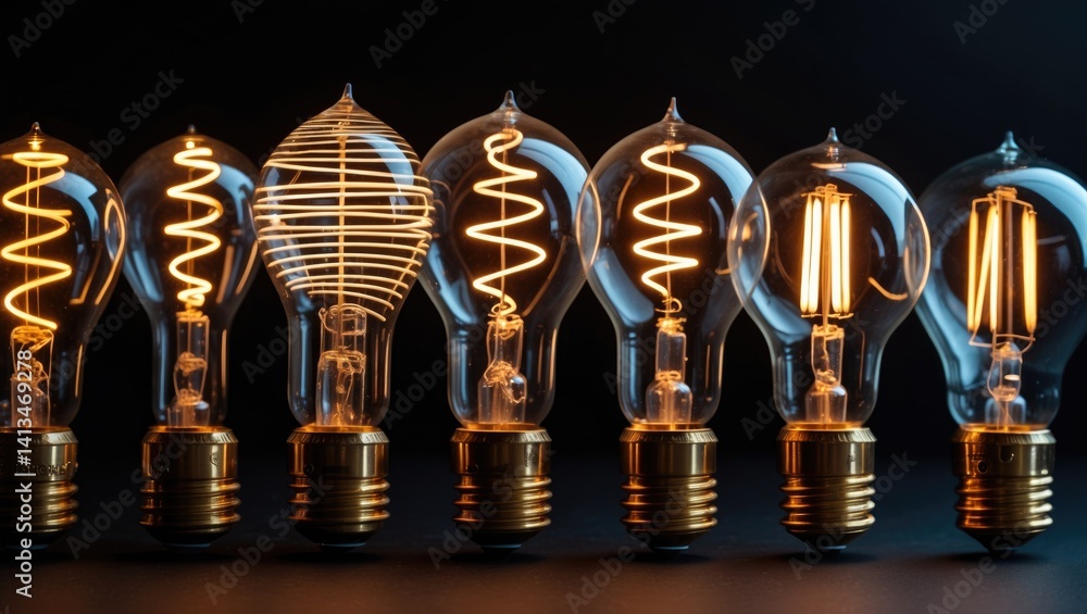 Collection of retro illuminated light bulbs
