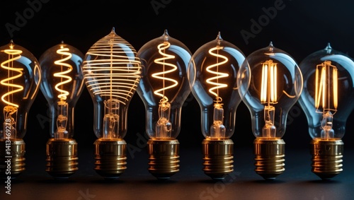 Obraz na płótnie Collection of retro illuminated light bulbs w salonie