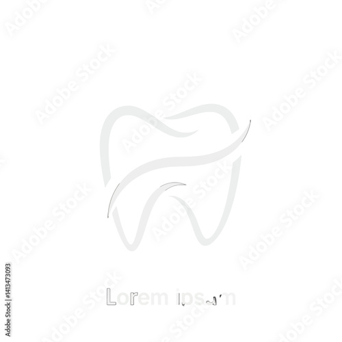 Elegant dental logo design with white tooth and smooth curves for a modern clinic.