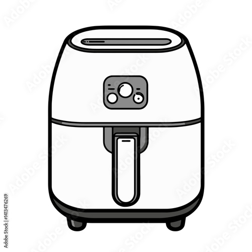 Minimalist design of an air fryer depicted in a single line style for modern kitchen decor inspiration