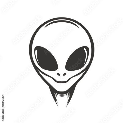 Minimalist alien head design created with a simple single line for modern artistic expression