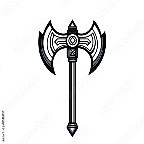 Minimalist axe design showcasing a creative single line art representation of a weapon for modern aesthetics and graphic designs