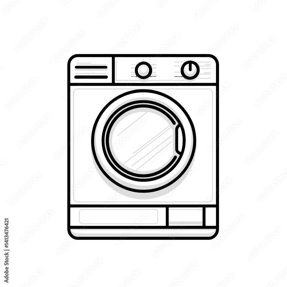 Minimalist design of a clothes dryer displayed in a simple, single-line illustration Minimalist design of a clothes dryer displayed in a simple, single-line illustration