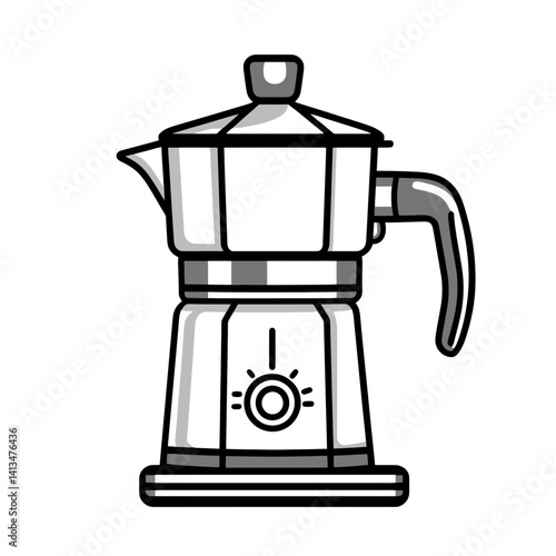 Minimalist coffee maker icon designed with a single line art style