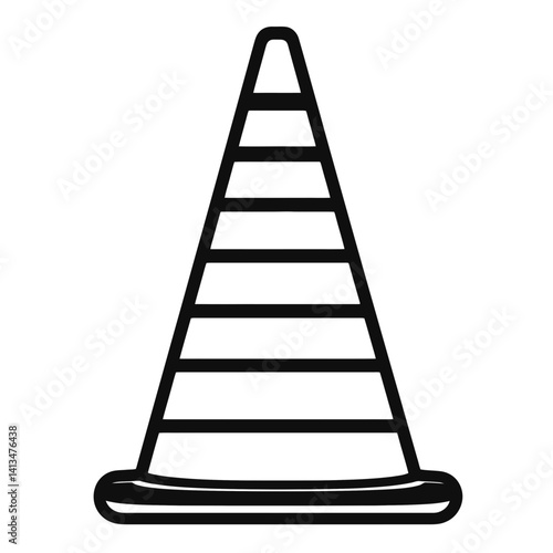 Minimalist construction cone icon designed with a single continuous line for modern graphic usage