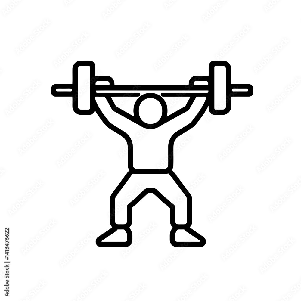 Minimalist lifting figure icon showcasing strength and athleticism in a simple line design Minimalist lifting figure icon showcasing strength and athleticism in a simple line design
