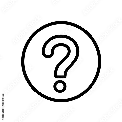 Minimalist single line icon of a question mark within a circular design for clear inquiry representation