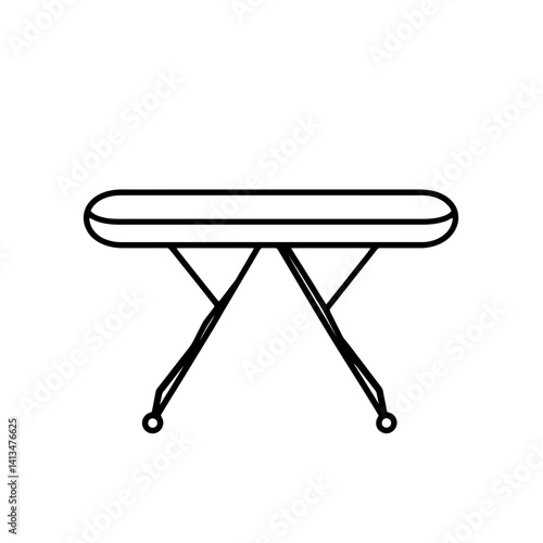 Minimalist single line illustration of an ironing board suitable for modern home design and interior decor