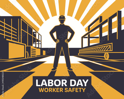 2d vector colorful poster for labor day , work industry equipment , worker , safety .

