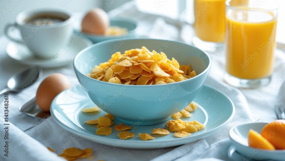 Nutritious breakfast featuring a bowl of cereal Nutritious breakfast featuring a bowl of cereal