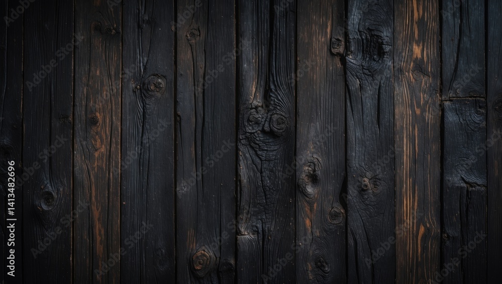 Charred black timber wall featuring empty area. Charred black timber wall featuring empty area.