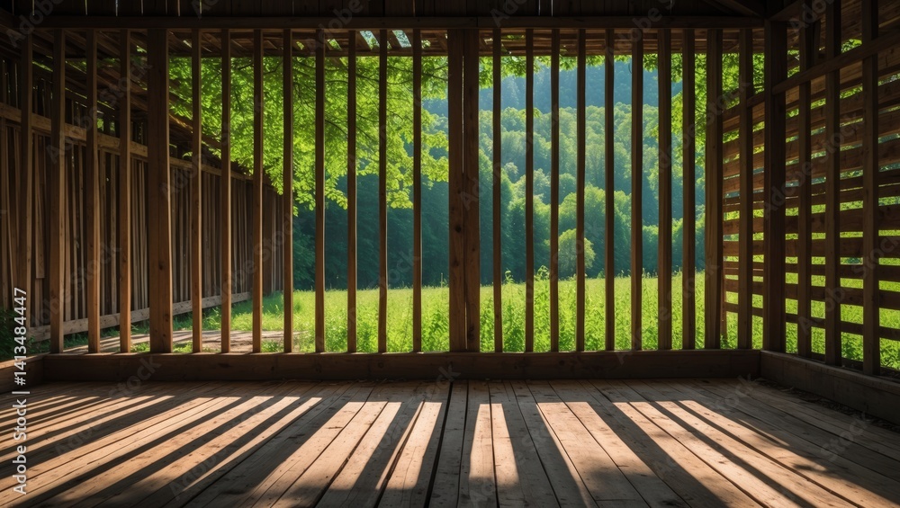 Collection of wooden walls casting shadows within the home Collection of wooden walls casting shadows within the home