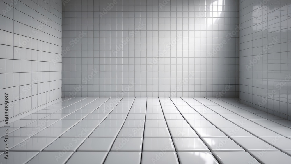 Fototapeta premium Geometric mosaic texture for decoration in an abstract background of white or gray ceramic wall and floor tiles. Simple seamless poly art or kaleidoscope effect.