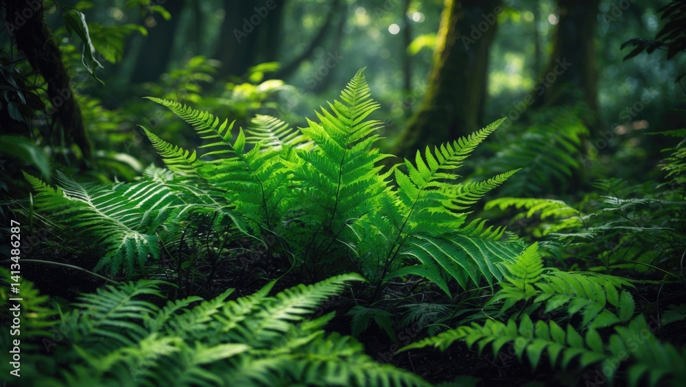Fern in the green forest
