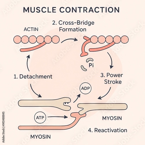 Muscle Contraction – Actin-Myosin Cross-Bridge Cycle Infographic
