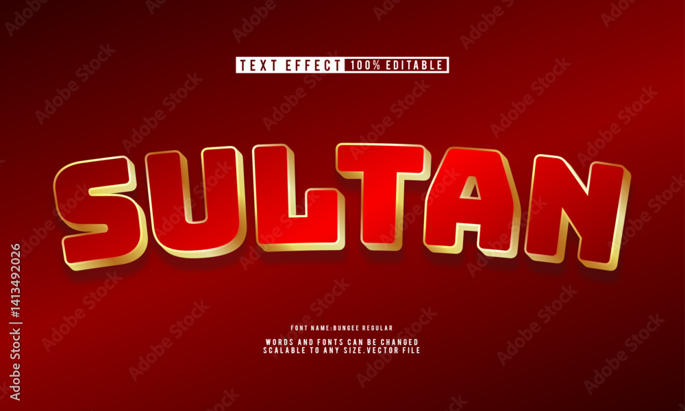 Sultan editable text effect with luxurious gold and red theme. Sultan editable text effect with luxurious gold and red theme.