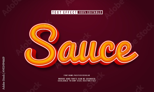 Editable text effect in a delicious food sauce, perfect for culinary designs.