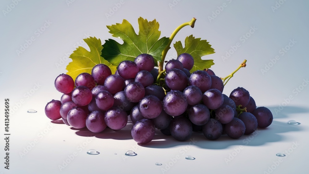 Water-dropped ripe grapes. Isolated against a background, close-up Water-dropped ripe grapes. Isolated against a background, close-up