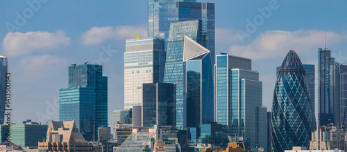 Canvas Print The image captures London's skyline, highlighting the Gherkin and Leadenhall Building