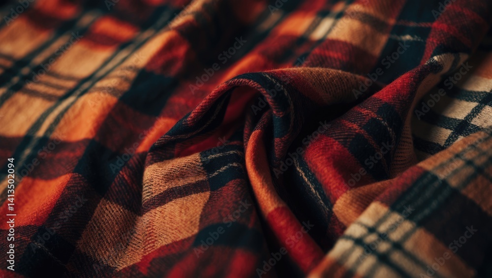 Button Up Shirt in Red-Orange Plaid, Fabric Category