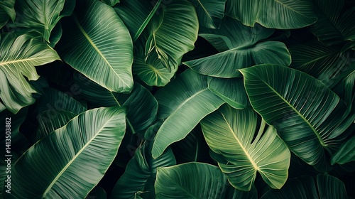 Wallpaper Mural Lush, vibrant, layered tropical leaves in various shades of green Torontodigital.ca