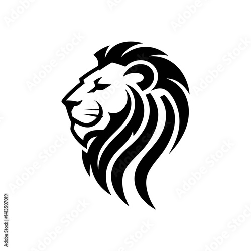 Lion head vector logo, Wild roaring lion king head tattoo set, Front and side view predator face, minimal lions heads icon black and white ink sketch silhouettes design, Eps, Ai, Svg format