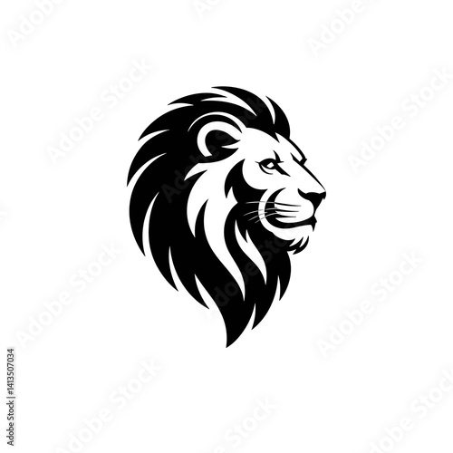 Lion head vector logo, Wild roaring lion king head tattoo set, Front and side view predator face, minimal lions heads icon black and white ink sketch silhouettes design, Eps, Ai, Svg format