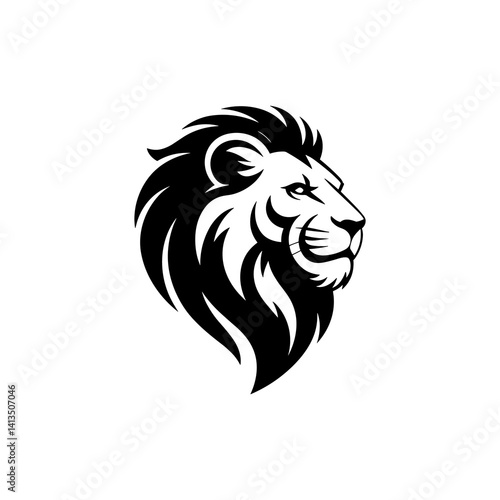 Lion head vector logo, Wild roaring lion king head tattoo set, Front and side view predator face, minimal lions heads icon black and white ink sketch silhouettes design, Eps, Ai, Svg format