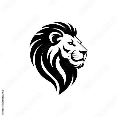 Lion head vector logo, Wild roaring lion king head tattoo set, Front and side view predator face, minimal lions heads icon black and white ink sketch silhouettes design, Eps, Ai, Svg format