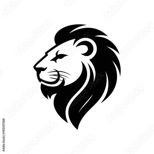 Lion head vector logo, Wild roaring lion king head tattoo set, Front and side view predator face, minimal lions heads icon black and white ink sketch silhouettes design, Eps, Ai, Svg format
