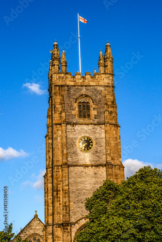 Steeple, St. Andrew's Church, Plymouth, Devon, England. Church originally founded early 1100's.