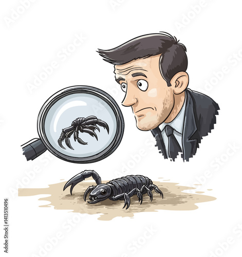 The image shows a head louse under a magnifying glass, representing a child with pediculosis, in a modern EPS 8 illustration