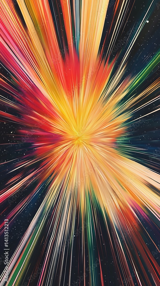 Vibrant and Dynamic Explosion of Colorful Light in a Cosmic Background with Stars : Generative AI