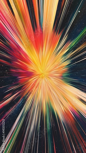 Vibrant and Dynamic Explosion of Colorful Light in a Cosmic Background with Stars : Generative AI