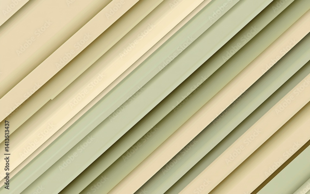 Obraz premium A background of diagonal lines in shades of light green and beige, creating an elegant gradient effect. The lines have soft edges for contrast with the background color, providing a modern aesthetic t