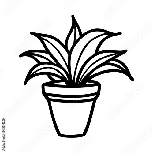Stylish plant icon in pot, nature decoration concept