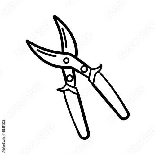 Garden scissors icon cutting plants, gardening tools concept