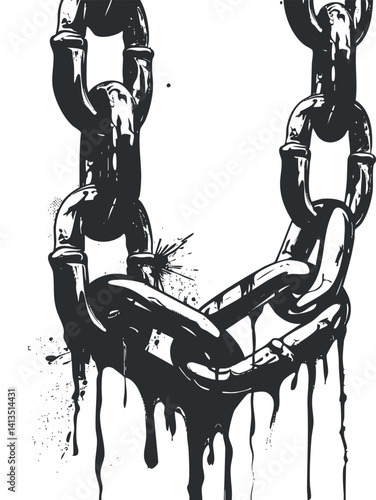 A detailed illustration of a broken metal chain symbolizing strength and resilience in adversity.