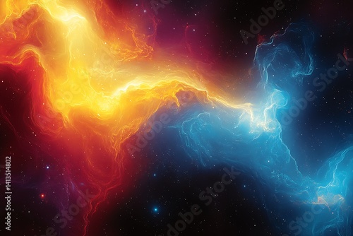 Obraz na płótnie Vivid cosmic landscape featuring vibrant colors showcasing the beauty and mystery of the universe through digital art : Generative AI w salonie
