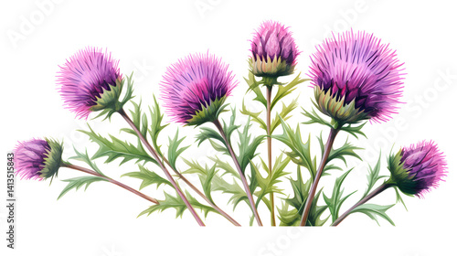 Professional Greater Burdock Flowers Isolated on White Background for Stock Photos