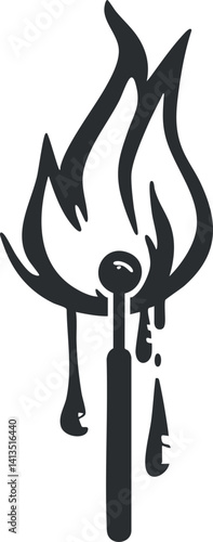 A graphic representation of a flame symbolizing fire and heat for safety and awareness.