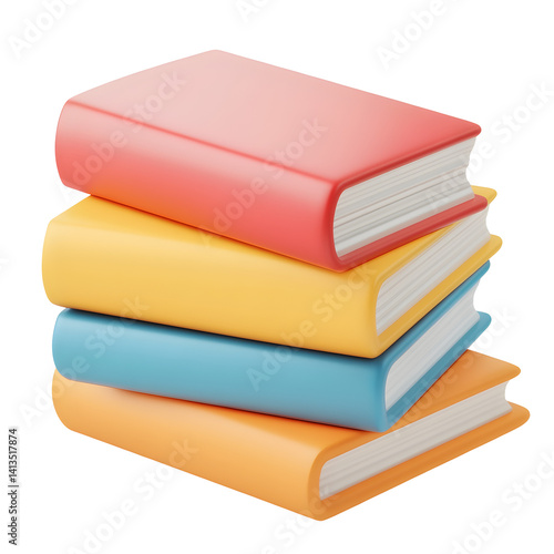 Book Stack Icon 3d rendering cartoon education school learning emoji isolated on transparent background for UI app and design (1)