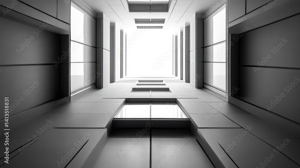 Obraz premium Modern Minimalist Interior Design with Geometric Patterns and Natural Light