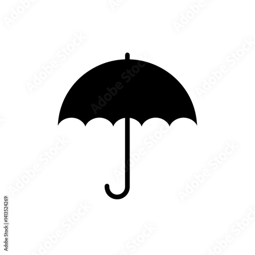 Black umbrella silhouette on a white background  