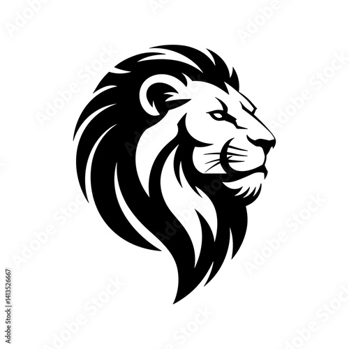 Wallpaper Mural Lion head vector logo, Wild roaring lion king head tattoo set, Front and side view predator face, minimal lions heads icon black and white ink sketch silhouettes design, Eps, Ai, Svg format Torontodigital.ca
