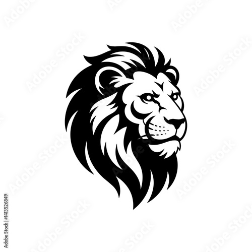 Lion head vector logo, Wild roaring lion king head tattoo set, Front and side view predator face, minimal lions heads icon black and white ink sketch silhouettes design, Eps, Ai, Svg format